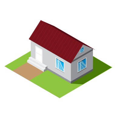 Küçük ev vektör izometrik çizim