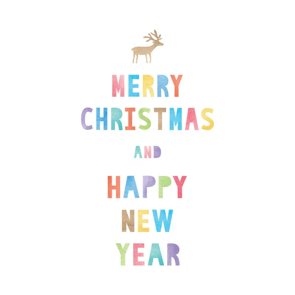 Colorful watercolor on Merry Christmas and happy new year text — Stock Vector