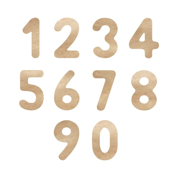 Brown watercolor numbers for design — Stock Vector