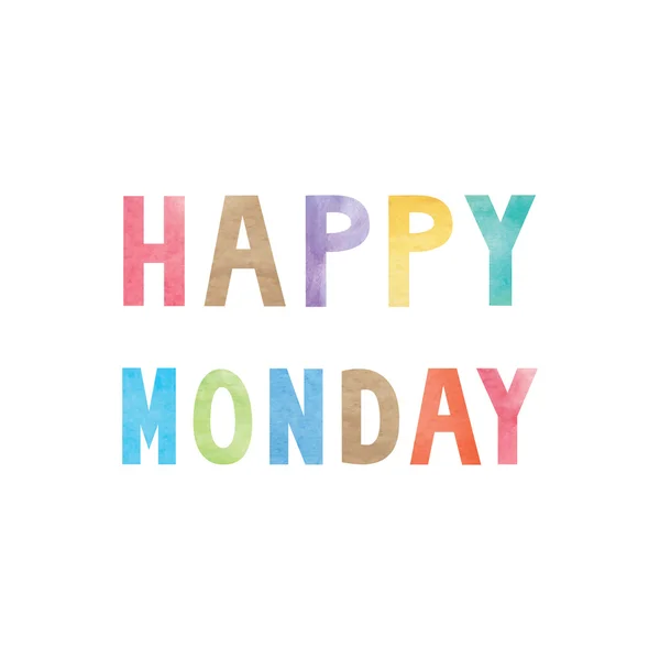 Colorful watercolor on happy Monday text — Stock Vector