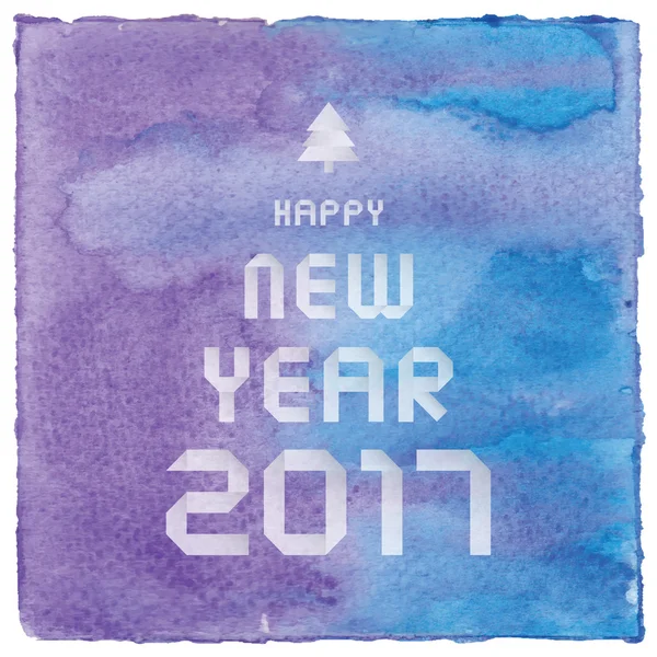 Feliz año nuevo 2017 sobre fondo de acuarela azul y violeta — Foto de Stock