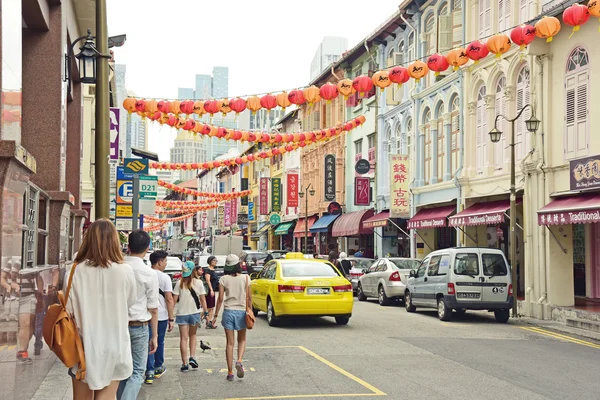 Turisté v Singapuru Chinatown — Stock fotografie