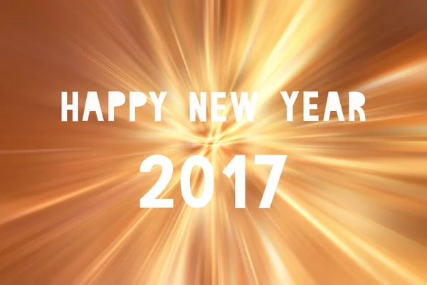 Frohes neues Jahr 2017 auf orangefarbenen Lichtern — Stockfoto