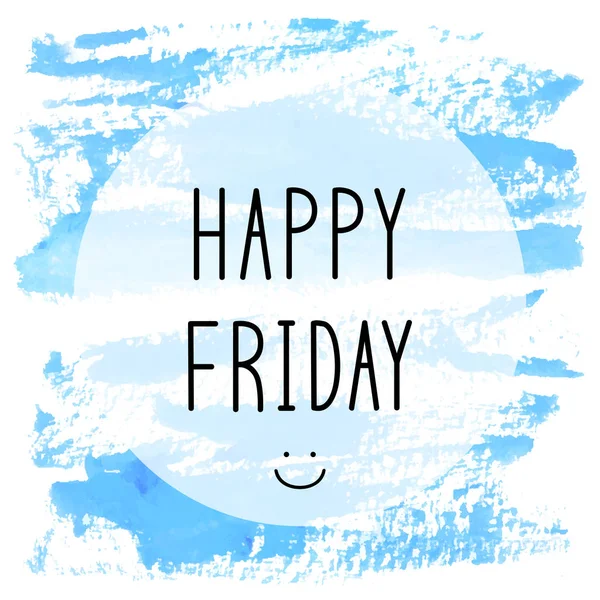 Happy Friday text on blue watercolor background — Stock Photo, Image