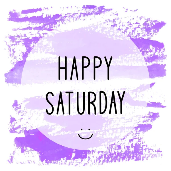 Texto del sábado feliz sobre fondo de acuarela violeta — Foto de Stock