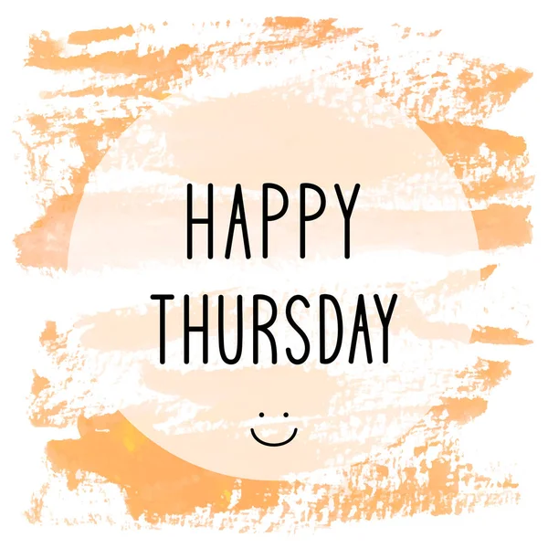 Happy Thursday text on orange watercolor background — Stock Photo, Image