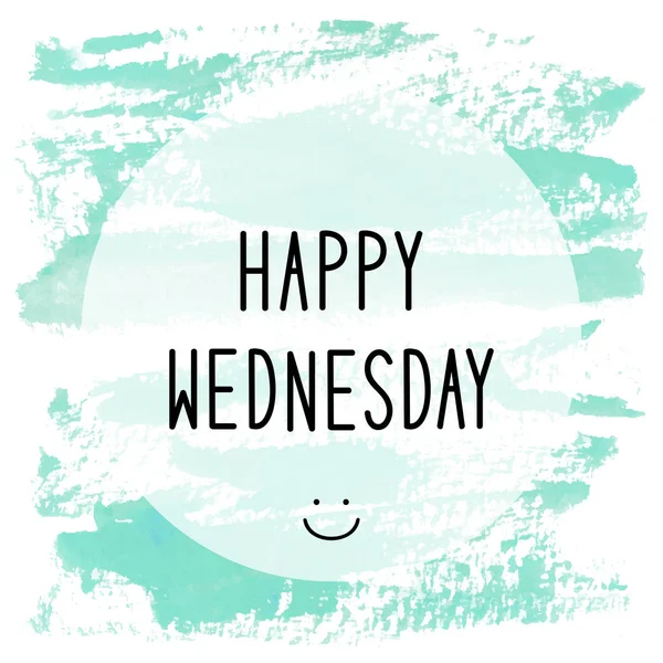 Happy Wednesday texto sobre fundo aquarela verde — Fotografia de Stock