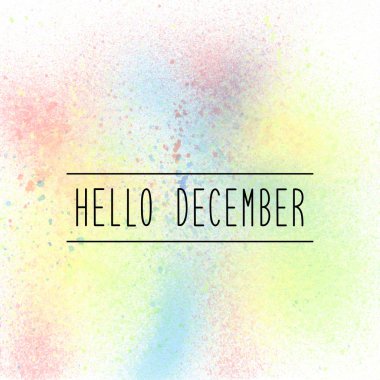 Pastel boya arka plan üzerinde Aralık metin Merhaba