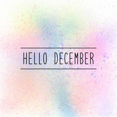 Pastel boya arka plan üzerinde Aralık metin Merhaba