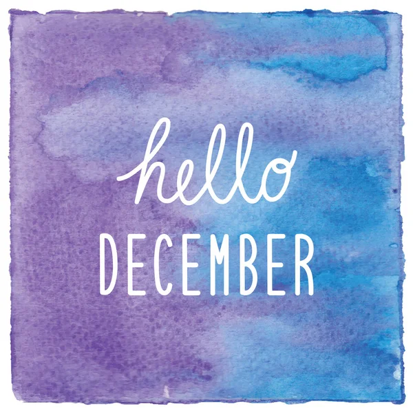 Olá dezembro no fundo aquarela azul e violeta — Fotografia de Stock