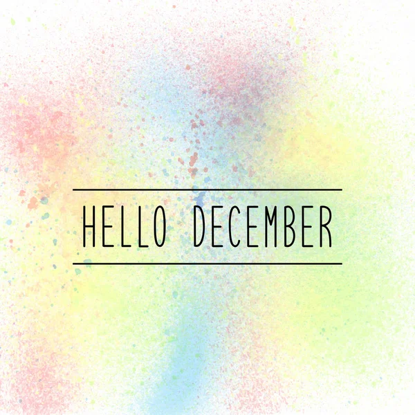 Hello December text on pastel spray paint background — Stock Photo, Image