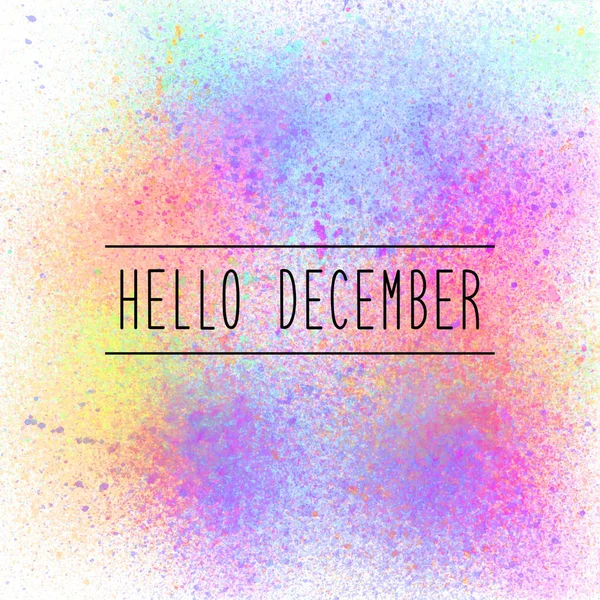 Hello December text on colorful spray paint background — Stock Photo, Image