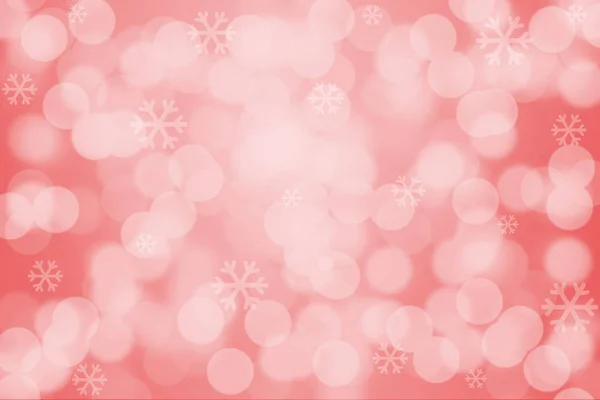 Snowflakes and bokeh light on red background — Stock Photo, Image