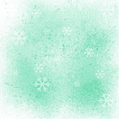 Kar taneleri yeşil sprey boya ile