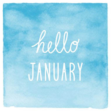 Suluboya arka plan mavi Ocak metin Merhaba