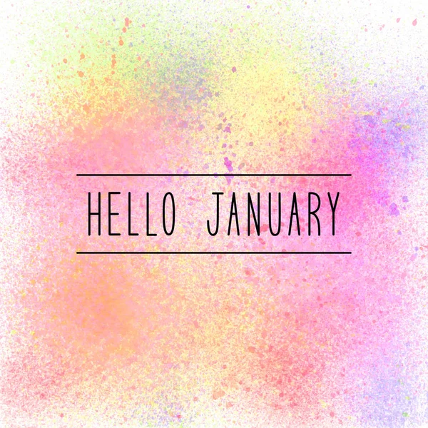 Hello January text on pastel spray paint background — Stock Photo, Image