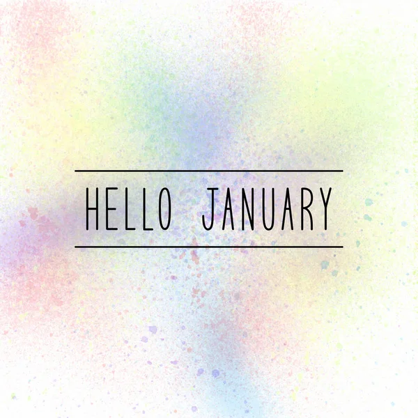 Hello January text on pastel spray paint background — Stock Photo, Image