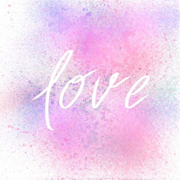 Love lettering on pastel watercolor background — Stock Photo, Image