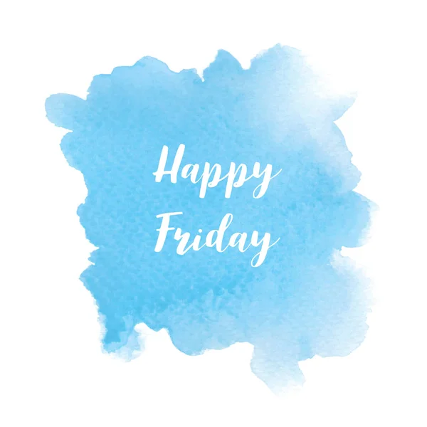 Happy Friday texto sobre fundo aquarela azul — Fotografia de Stock