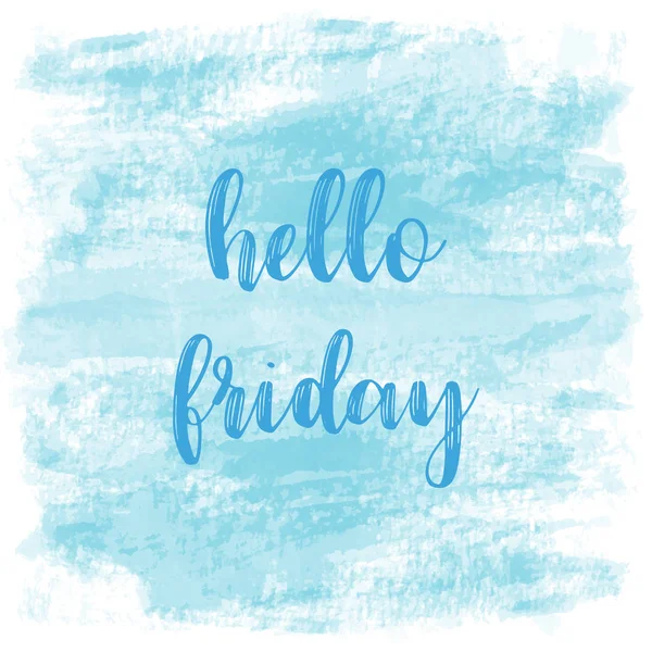 Happy Friday Text auf blauem Aquarell Hintergrund — Stockfoto