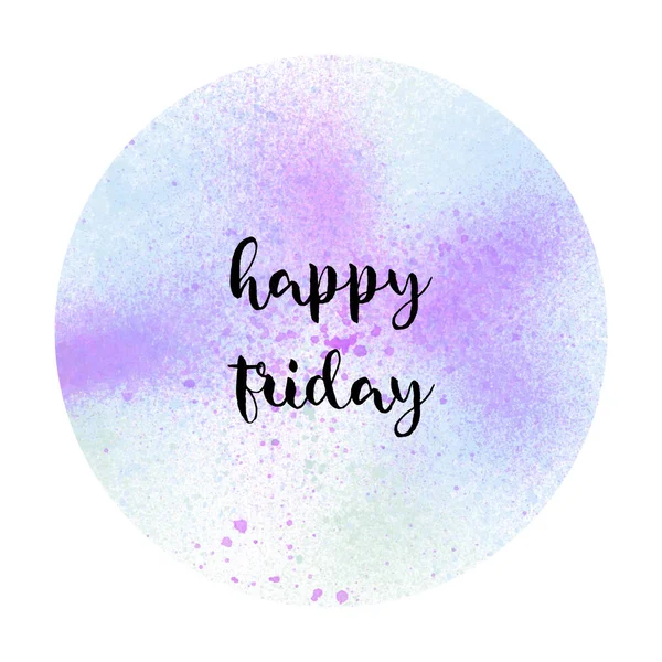 Happy Friday text pada latar belakang cat air pastel — Stok Foto