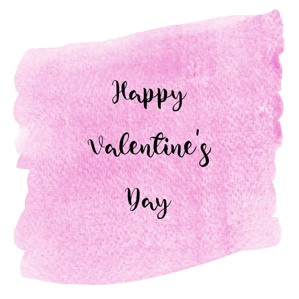 Happy Valentine s day lettering on pink watercolor background — Stock Photo, Image