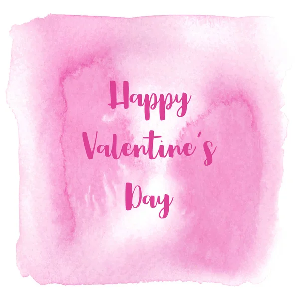Feliz día de San Valentín letras sobre fondo de acuarela rosa — Foto de Stock