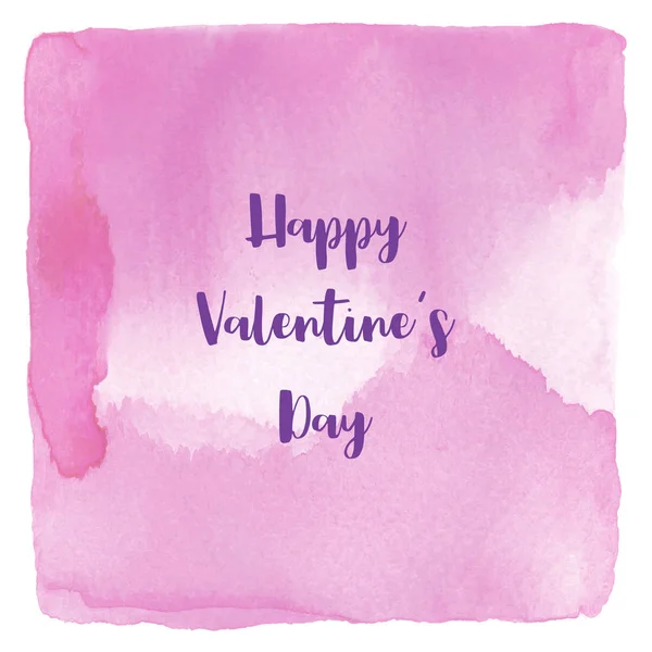 Glücklicher Valentinstag Schriftzug auf rosa Aquarell Hintergrund — Stockfoto