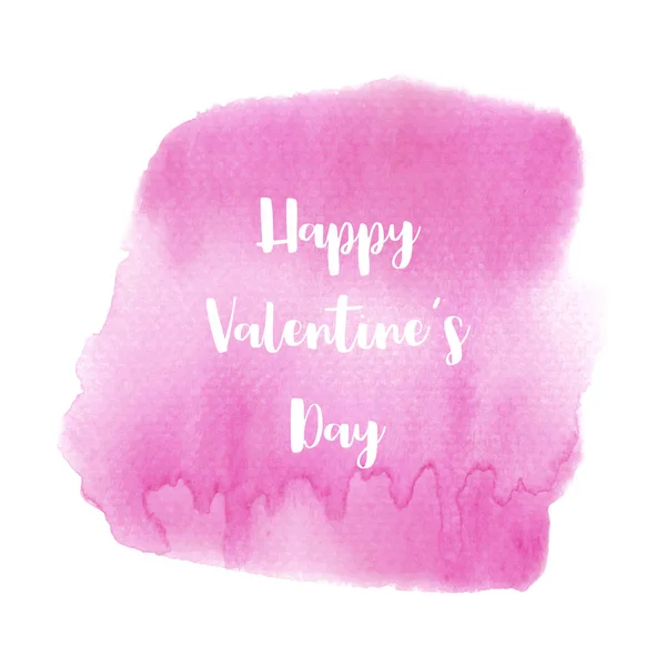 Happy Valentine 's day lettering on pink watercolor background — стоковое фото