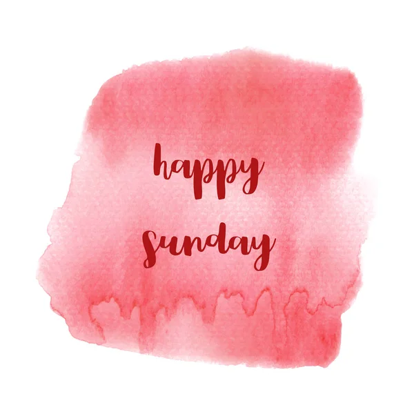 Witam Niedziela tekst na czerwonym tle akwarela — Zdjęcie stockowe