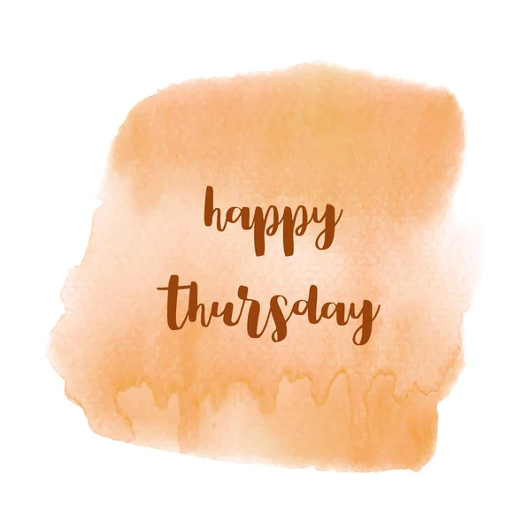 Hello Thursday text on orange watercolor background — Stock Photo, Image