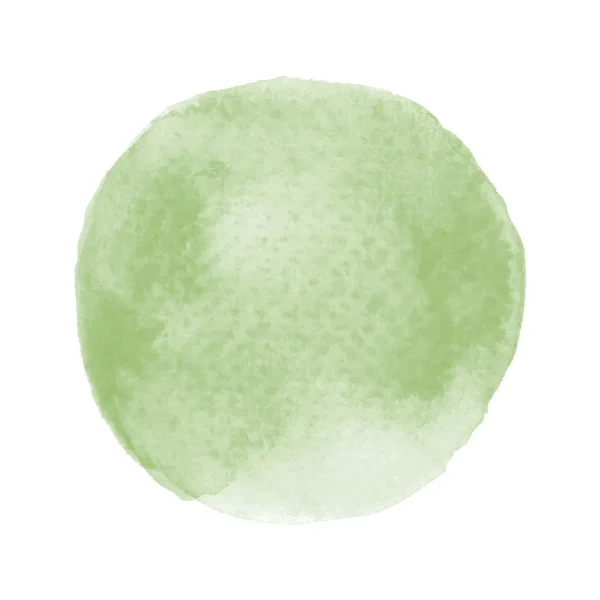 Acuarela redonda verde sobre fondo blanco — Vector de stock