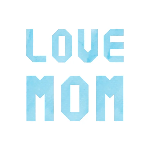 Láska a maminka nápisy s modrým akvarel — Stockový vektor