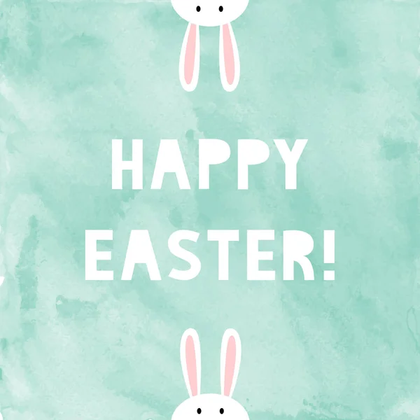 Salut fericit de Paște pe fundal verde acuarelă — Fotografie, imagine de stoc