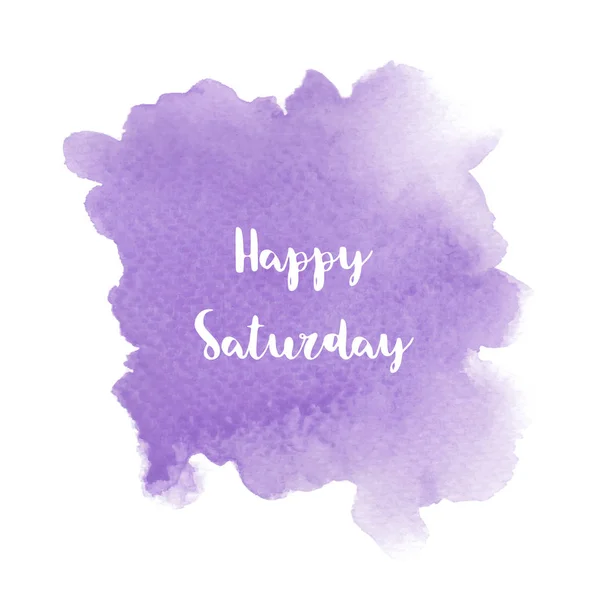 Happy sobota text na fialové akvarel zázemí — Stock fotografie