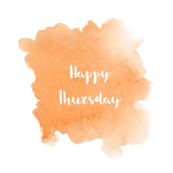 Happy Thursday text on orange watercolor background — Stock Photo, Image
