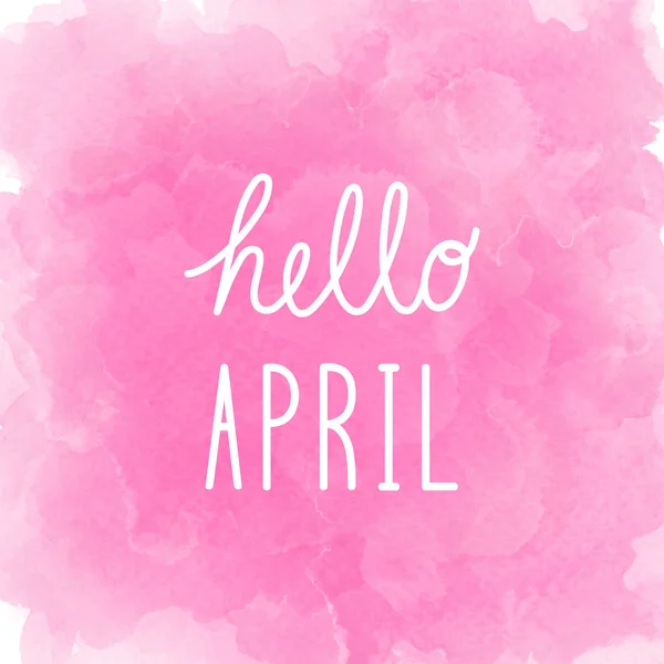 Hallo April wenskaarten op abstract pink aquarel achtergrond — Stockfoto