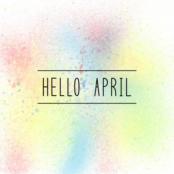 Апрельский текст Hello на фоне распыленной краски — стоковое фото