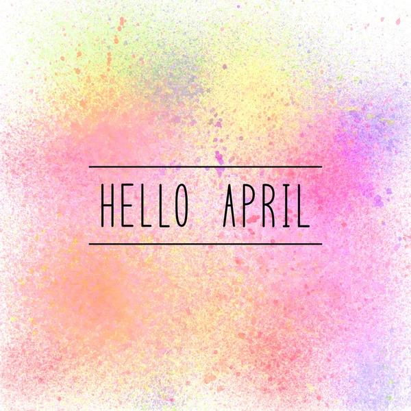 Hola texto de abril sobre fondo de pintura en spray pastel —  Fotos de Stock