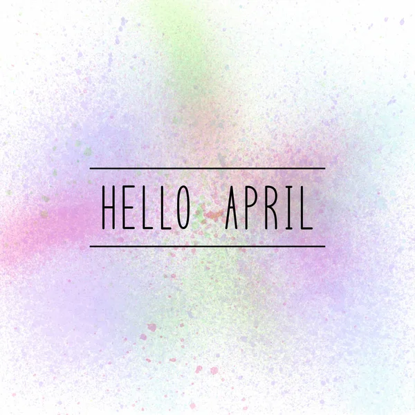 Hallo April tekst op pastel Lakspuitbus Kleur achtergrond — Stockfoto