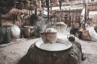 Traditional salt making clipart