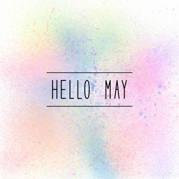 Hello May text on pastel spray paint background — Stock Photo, Image