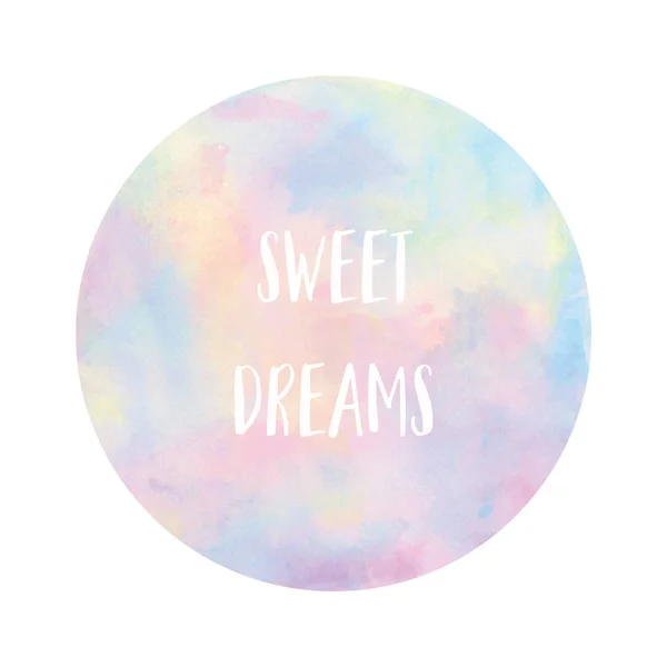 Dulces sueños texto sobre fondo de acuarela pastel —  Fotos de Stock