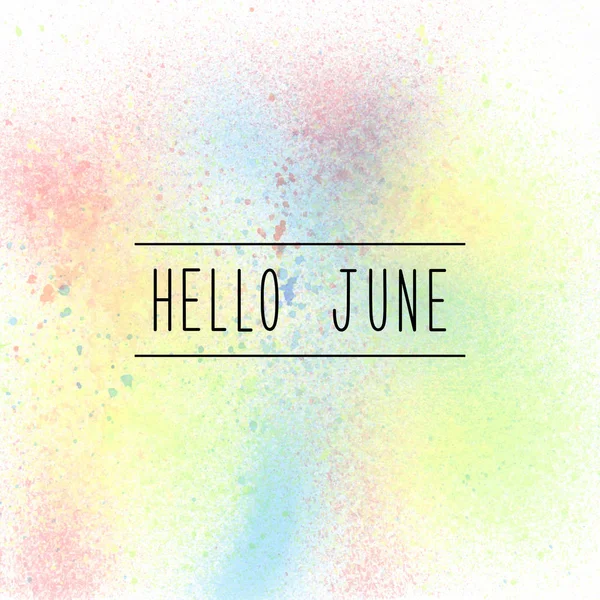 Hello June text on pastel spray paint background