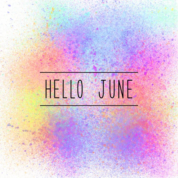 Hello June text on spray paint background