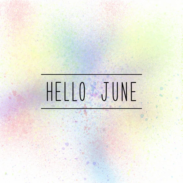 Hej juni text på pastell sprayfärg bakgrund — Stockfoto