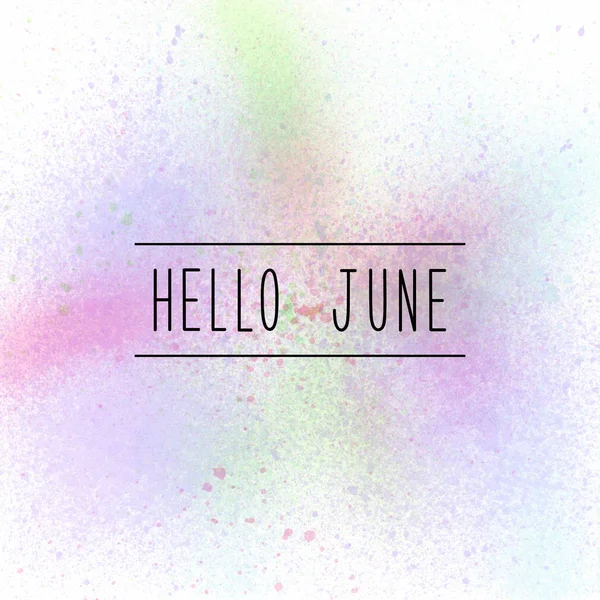 Hello June text on pastel spray paint background