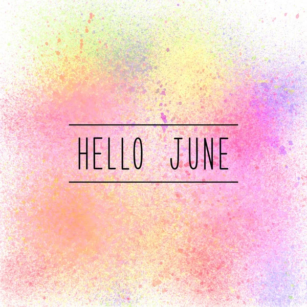 Pastel boya arka plan üzerinde Haziran metin Merhaba — Stok fotoğraf