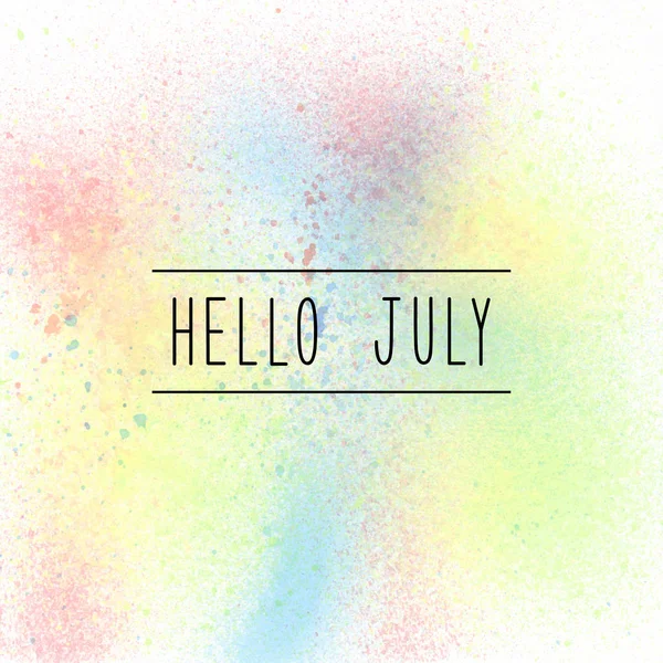 Ciao testo luglio su sfondo vernice spray pastello — Foto Stock