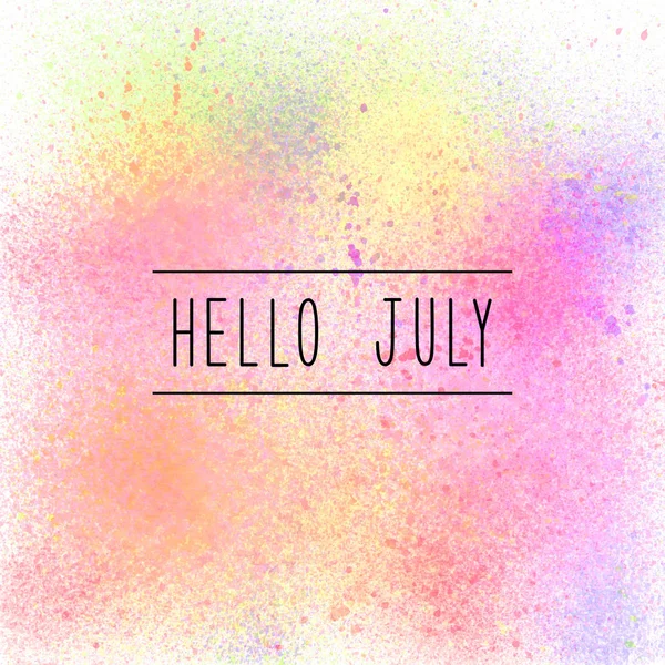 Hej juli text på pastell sprayfärg bakgrund — Stockfoto